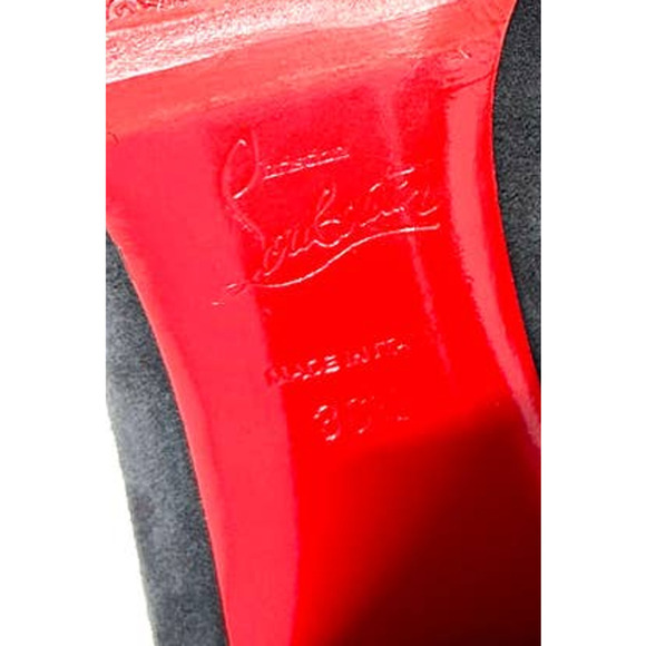 Christian Louboutin Heeled Ankle Boots Side Zip Pointed Toe Suede Grey EU 36.5 - Picture 9 of 9